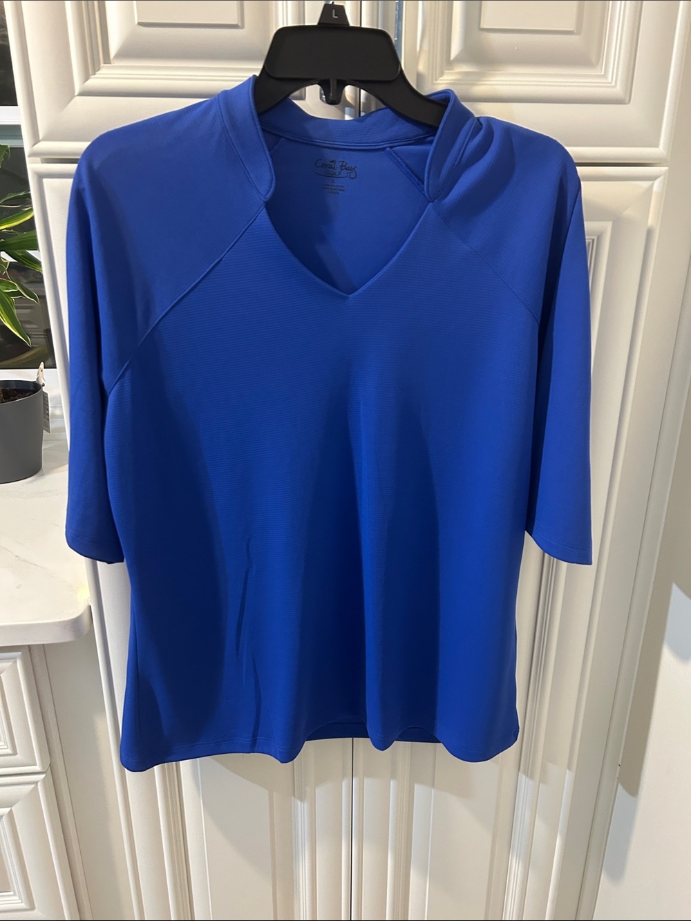 Coral Bay Cobalt Blue V-Neck Short Sleeve Top